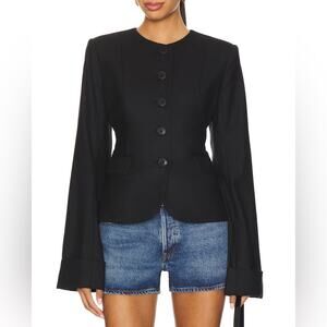 EAVES Tala Blazer in Black Wool Cuffed Classic Structured XL Jacket $395